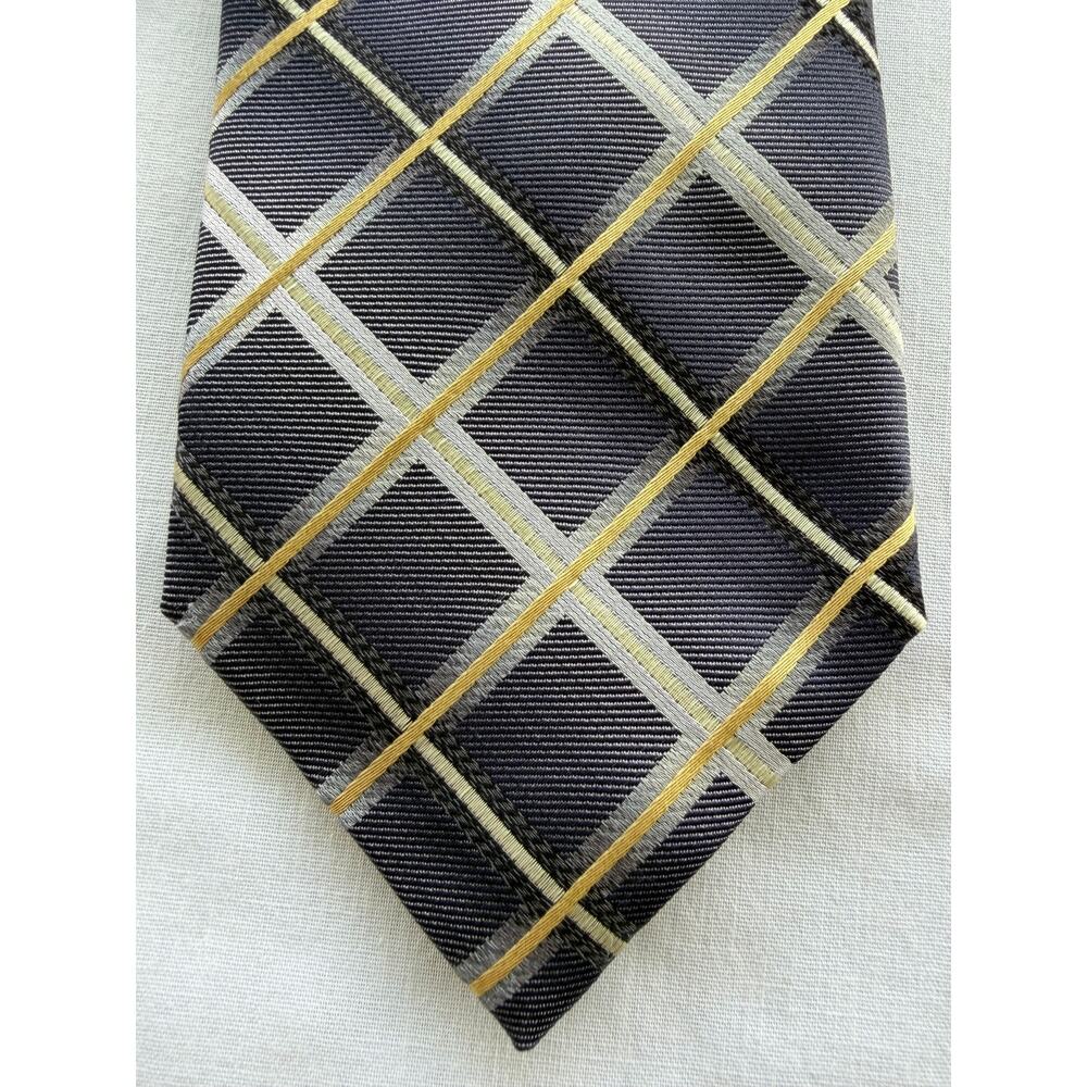 Vintage Alexander Julian American Modern Silk Tie Navy/Gold 90s Preppy Academia